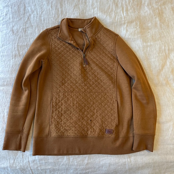 LLBean 1/4 Zip Quilted Sweatshirt, S Brown - Picture 1 of 5